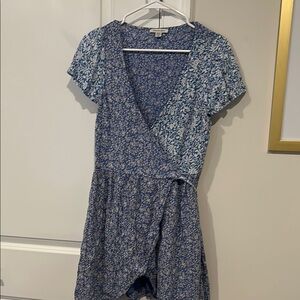 American Eagle Outfitters Blue and White Wrap Sundress